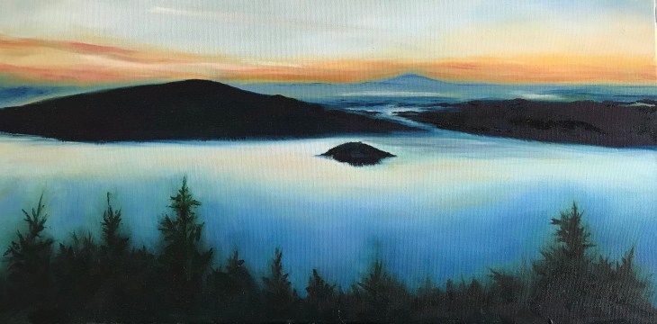 Oil painting of ocean view/top of Malahat